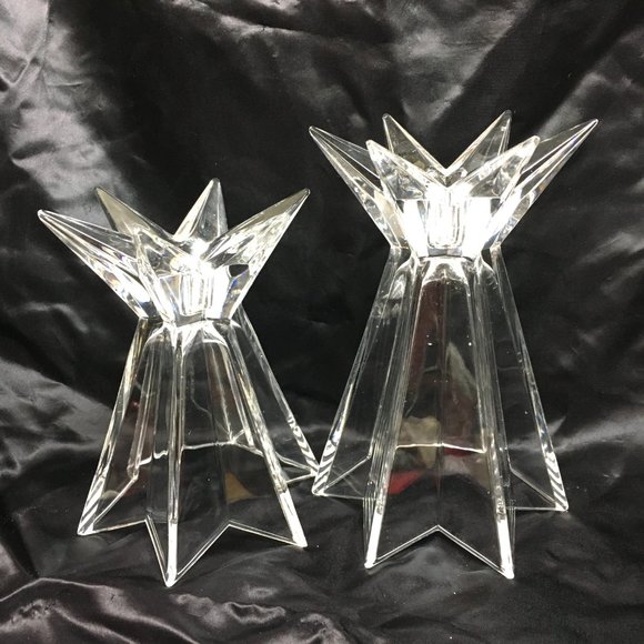 Starburst Glass Candlesticks Set of Two - Picture 7 of 16